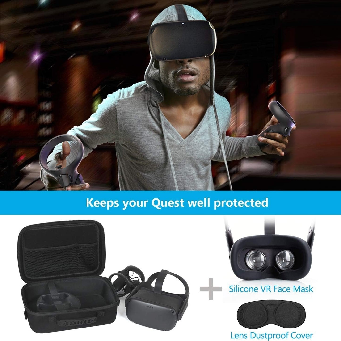Case for Meta Quest Hard Carrying Case for Oculus Quest 1 VR Gaming Headset and Controllers Accessories Portable Travel Storage Case for Meta/Oculus Quest with Shoulder Strap (Black)